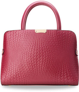 Szykowna torebka damska kuferek z tłoczeniem w stylu wężowej skóry - różowy