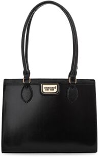 Monnari klasyczna torba damska elegancka sztywna torebka duży kuferek aktówka z rączkami na ramię - czarna