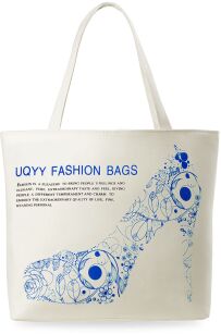 Torebka damska eko torba na zakupy kolory printy - niebieska szpilka