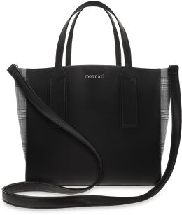 MONNARI klasyczna torebka damska shopper eleganckie wstawki w kratę pepitkę - czarny