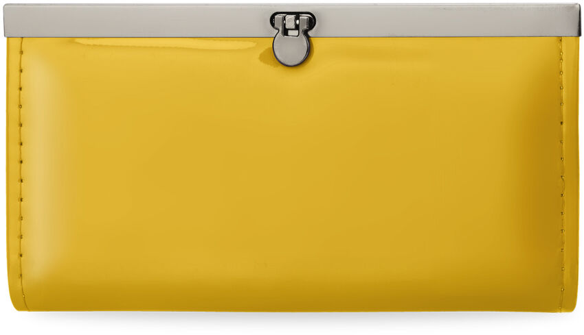 Oryginalny portfel damski lakierowana banknotówka żywe kolory - żółty