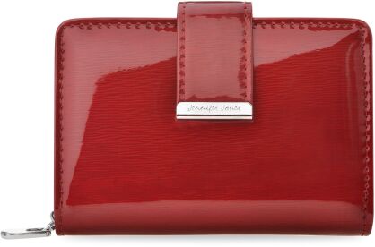 Skórzany portfel damski JENNIFER JONES lakierowana portmonetka – czerwony