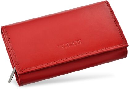 Klasyczny portfel damski CAVALDI miękka skóra naturalna RFID secure - czerwony