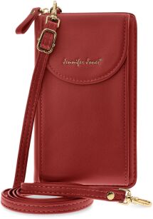 JENNIFER JONES mała torebka damska portfel etui na telefon 2w1 mini listonoszka kopertówka - czerwona