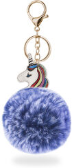 Breloczek zawieszka do kluczy torebki pompon z futerkiem kolorowy jednorożec unicorn - niebieski ombre