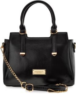 MONNARI aktówka damska duży pojemny kuferek z łańcuchem torba shopper elegancka klasyczna torebka - czarna