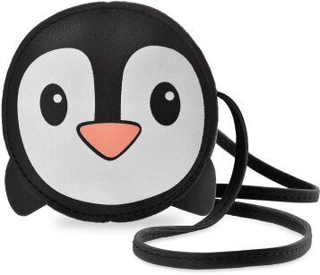 Torebka dla dziewczynki urocza dziewczęca torebeczka mała listonoszka zwierzątka 3d - pingwinek - czarny