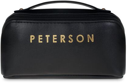 PETERSON pojemna elegancka kosmetyczka podróżna saszetka organizer kuferek na kosmetyki - czarna