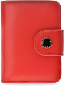 Peterson elegancki portfel damski zgrabny pakowny pojemny rozbudowany RFID mała portmonetka w pudełku na prezent - czerwony