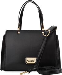 Monnari elegancka torebka damska kuferek aktówka sztywna klasyczna torba z połyskującymi wstawkami - czarna