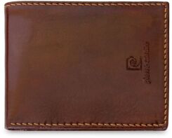 Skórzany portfel męski PIERRE CARDIN męska portmonetka slim - brązowy
