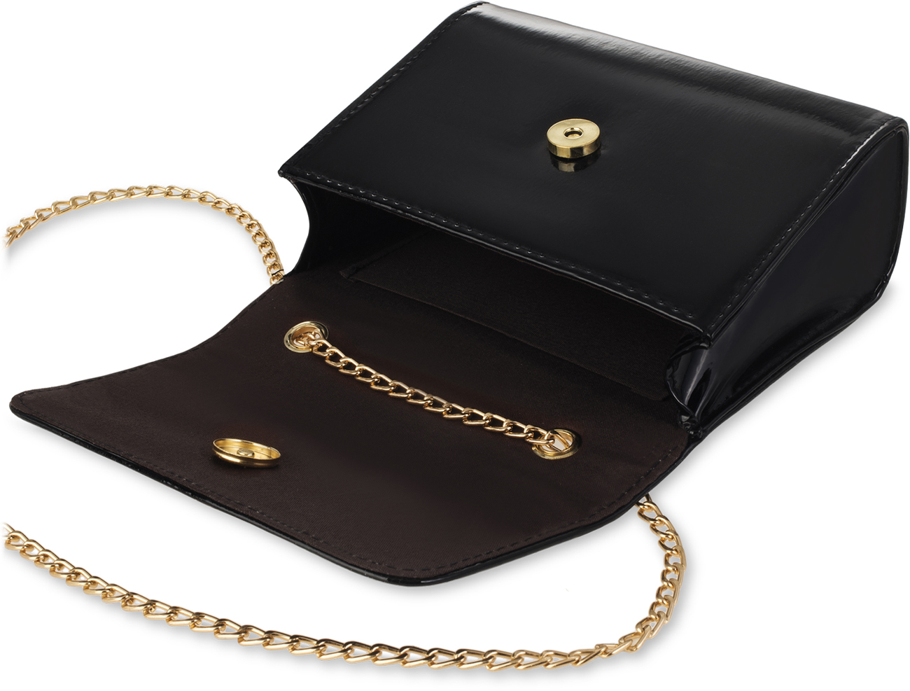 kleine lackierte Damentasche Schultertasche mit Gold - Kette schwarz | eBay