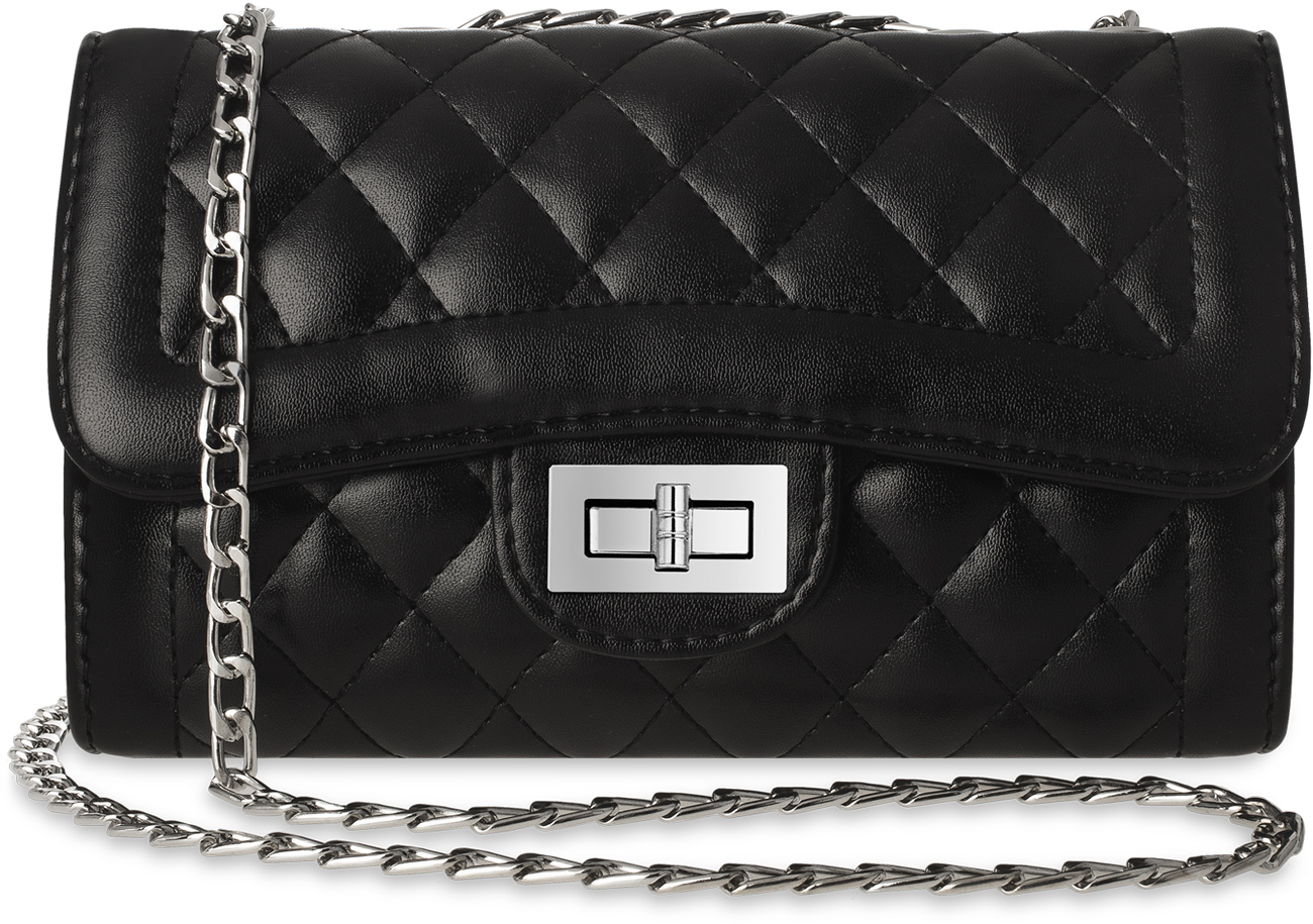 Gesteppte Damen Schultertasche aus Lederimitat Schwarz #AC1030