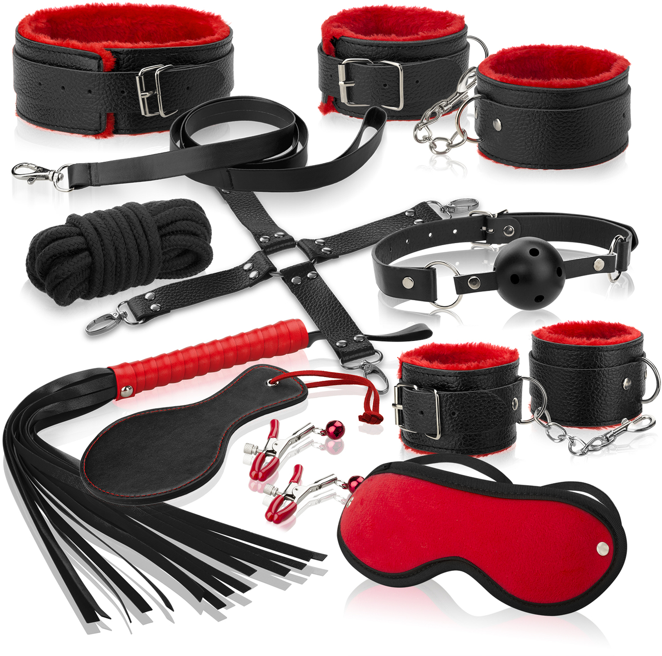 Bdsm Set Bondage Sexspielzeug Set Zur Bestrafung Schwarz Rot Ebay 