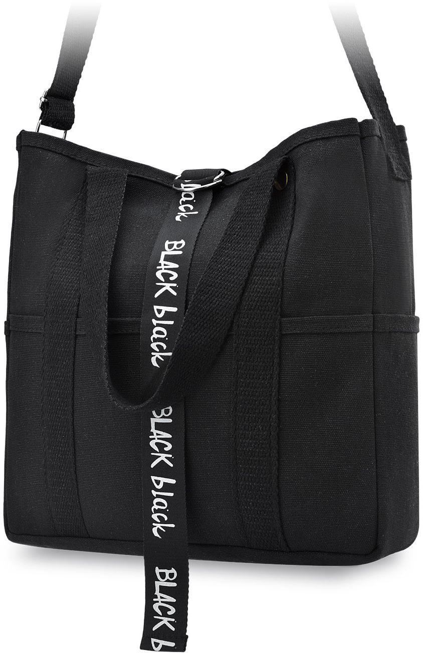 Leinentasche City Tasche Handtasche mit Aufdruck Damen Tasche schwarz