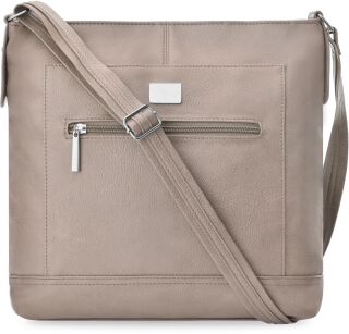 Duża listonoszka pojemna torebka damska z kieszonkami raportówka na długim pasku - beżowy