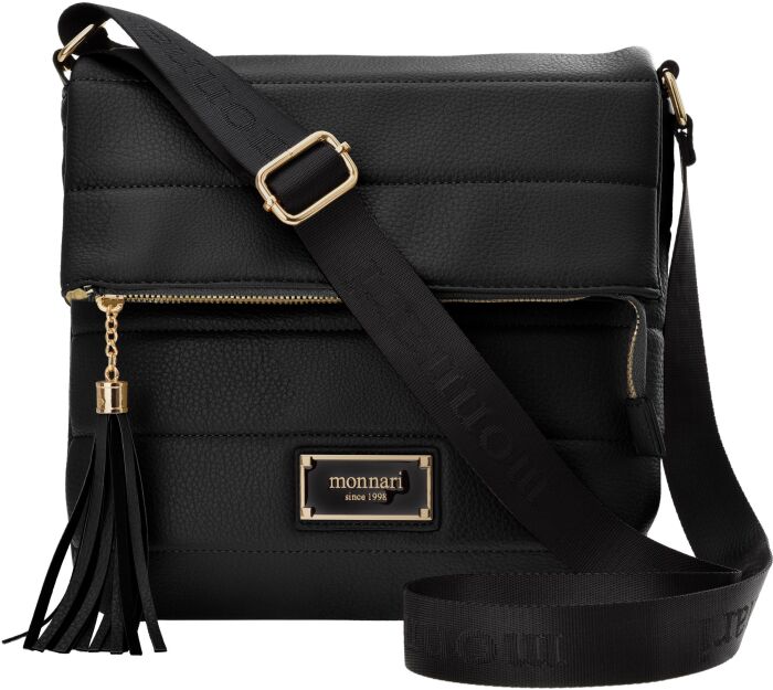 Monnari pikowana torebka z klapą listonoszka miejska torba z brelokiem - czarny