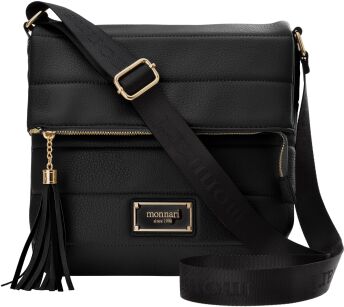 Monnari pikowana torebka z klapą listonoszka miejska torba z brelokiem - czarny