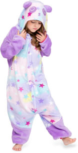 Jednoczęściowa piżama kigurumi kombinezon dziecięcy kostium przebranie onesie - pastelowa panda w gwiazdki