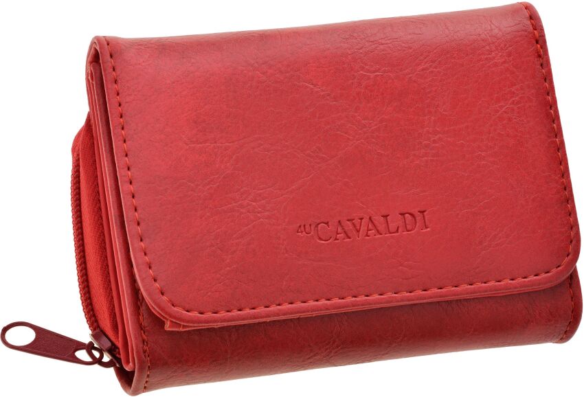 Portfel damski 4U Cavaldi mały portfelik damski portmonetka z zamkiem - czerwony
