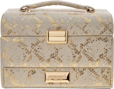 Monnari elegancki kuferek na biżuterię kosmetyki z lusterkiem organizer kosmetyczka szkatułka – beżowy ze złotym