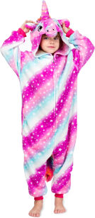 Jednoczęściowa piżama kigurumi kombinezon dziecięcy kostium przebranie onesie - różowo-niebieski jednorożec w gwiazdki