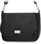 Monnari torba damska z klapą torebka duża listonoszka z długim paskiem crossbody - czarna - 8