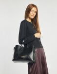 Monnari torba damska z kolekcji Premium duży kuferek shopper sztywna torebka - czarna - 4