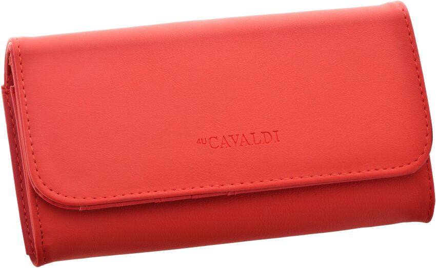 Portfel damski Cavaldi z ekoskóry elegancki pojemny na karty banknoty - czerwony