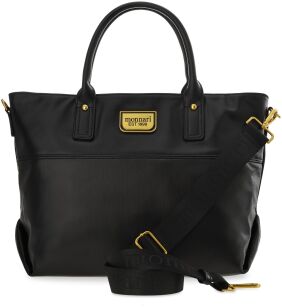 Klasyczna pojemna torebka damska MONNARI torba shopper bag łódka na ramię - czarna