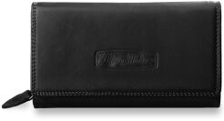 Pojemny skórzany portfel damski na suwak MONEY MAKER duża miękka portmonetka ze skóry naturalnej RFID secure - czarny
