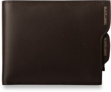 Poziomy męski portfel funkcjonalny, modny design - brązowy