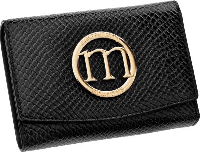 Monnari mały portfel damski z klapą ze wzorem skóry zgrabna portmonetka - czarny