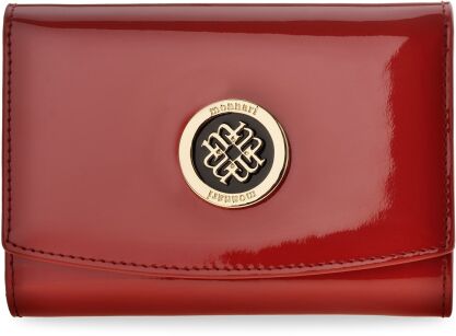 MONNARI elegancka lakierowana portmonetka funkcjonalny średni portfel damski skórzany - czerwony