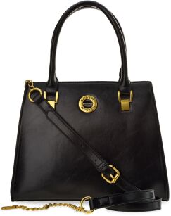 Monnari elegancka klasyczna torebka damska kuferek do ręki i na ramię z łańcuszkiem - czarna