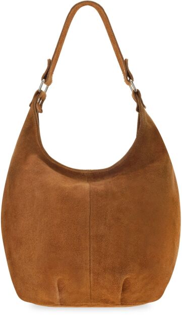 Skórzana włoska torba damska VERA PELLE zamszowa torebka worek shopper na ramię