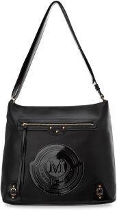 Monnari pojemna torba damska torebka shopper worek luźna duża listonoszka z logo i kieszonką - czarna