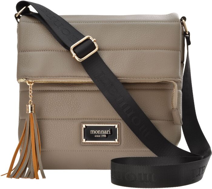 Monnari pikowana torebka z klapą listonoszka miejska torba z brelokiem - beżowa