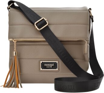 Monnari pikowana torebka z klapą listonoszka miejska torba z brelokiem - beżowa