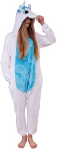 Piżama kigurumi jednoczęściowe przebranie kostium z kapturem – pegaz biało-niebieski