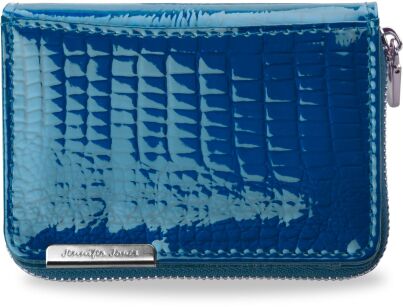 Lakierowany zgrabny portfel JENNIFER JONES - niebieski