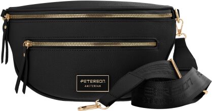 Saszetka damska Peterson na ramię elegancka nerka z kieszeniami torebka crossbody - czarna