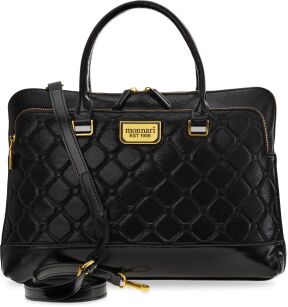Monnari stylowa pikowana torba na laptopa damska elegancka torebka teczka aktówka biznesowa - czarna