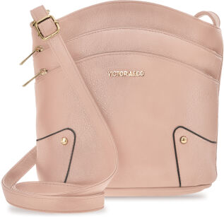 Pojemna miejska listonoszka crossbody torebka damska z kieszonkami - różowy