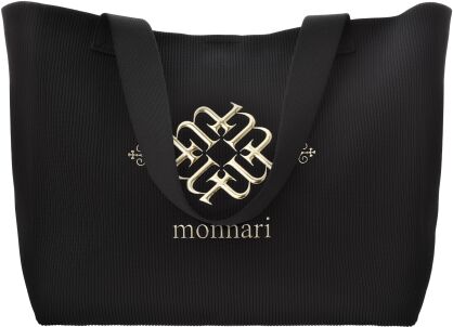 Torebka shopper Monnari damska pojemna luźna torba worek na ramię - czarna ze złotym