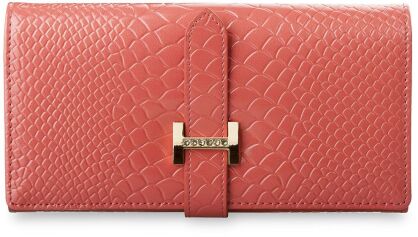 Elegancki portfel damski portmonetka - 100% skóra - różowy