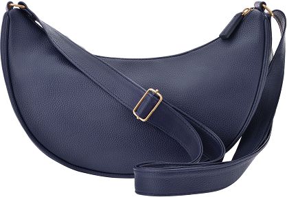 Listonoszka półksiężyc duża nerka elegancka skórzana klasyczna torebka crossbody - granatowa