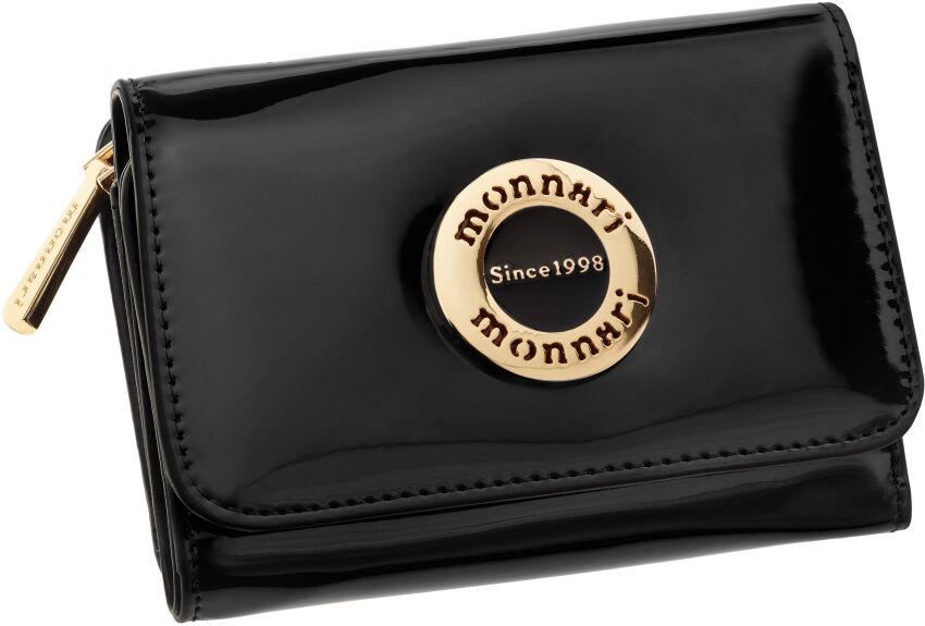 Monnari mały portfel damski lakierowany portfelik zgrabna portmonetka -  czarny