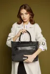 Monnari stylowa torebka z kieszonką duża torba damska aktówka biznesowa shopper - czarna - 4