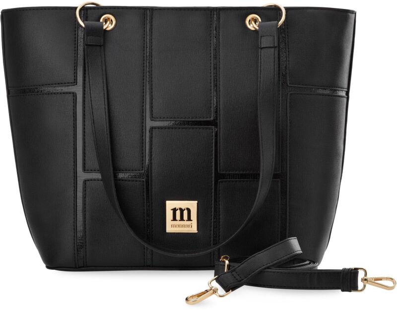 Monnari torba z połyskującym wzorem duża torebka damska łódka shopper bag - czarna